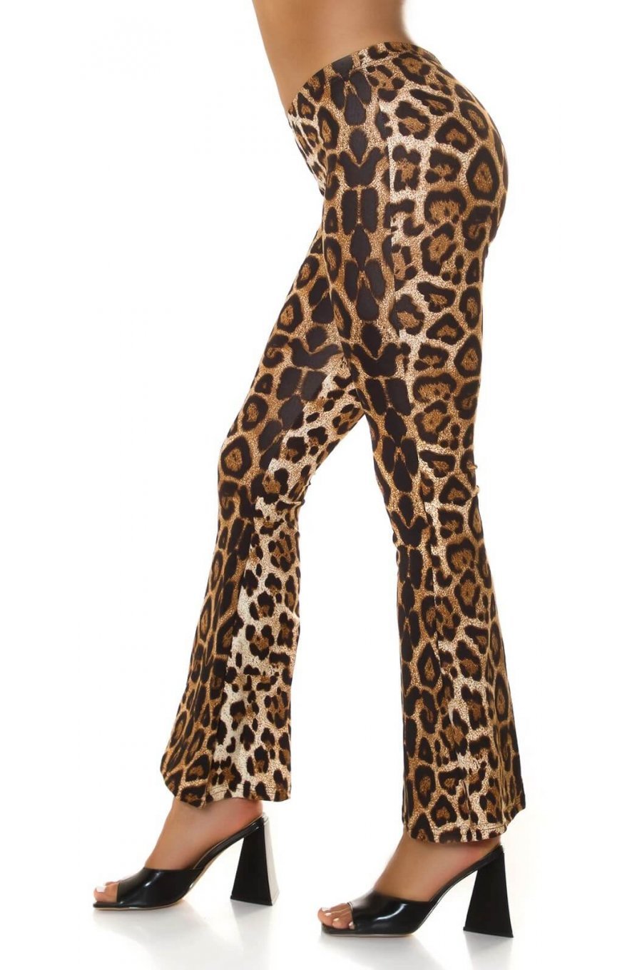 Pantaloni dama eleganti evazati leopard print maro Madlene Pantaloni dama eleganti evazati leopard print maro Madlene 1 - jojofashion.ro