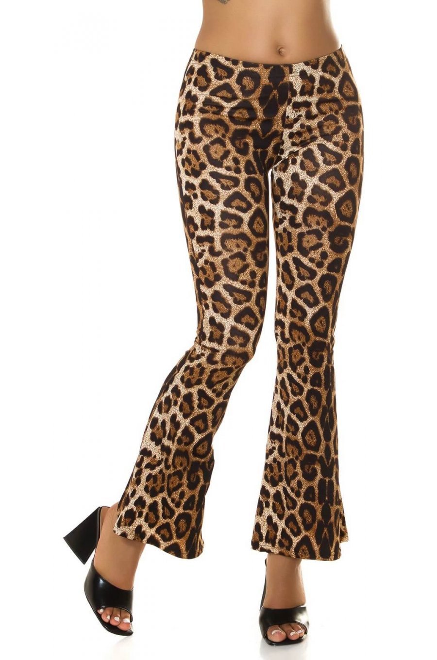 Pantaloni dama eleganti evazati leopard print maro Madlene Pantaloni dama eleganti evazati leopard print maro Madlene 2 - jojofashion.ro