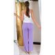 Pantaloni dama eleganti evazati, lila, cu talia inalta si curea lata, Raimonda 5 - jojofashion.ro