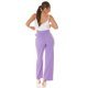 Pantaloni dama eleganti evazati, lila, cu talia inalta si curea lata, Raimonda 7 - jojofashion.ro