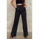 Pantaloni dama eleganti, evazati, negri cu dungi albe, cu talia inalta, Akella 2 - jojofashion.ro