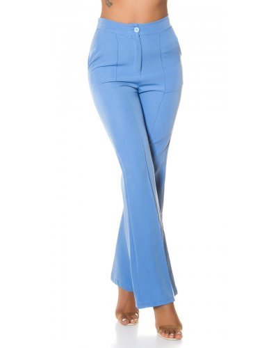 Pantaloni dama eleganti evazati office bleu Catlin - jojofashion.ro