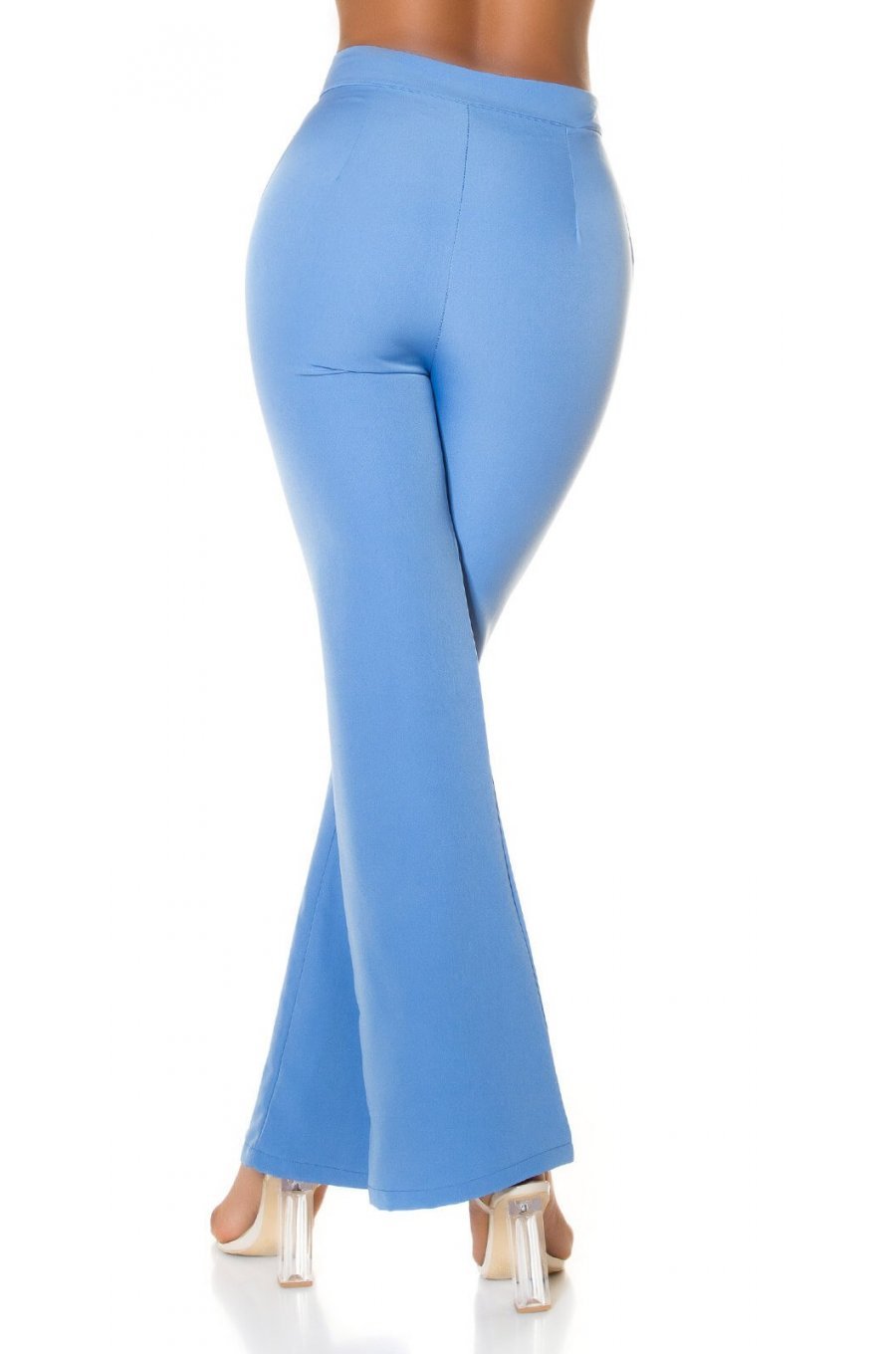 Pantaloni dama eleganti evazati office bleu Catlin 3 - jojofashion.ro