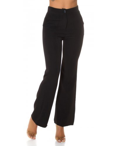 Pantaloni dama eleganti evazati office negri Catlin - jojofashion.ro