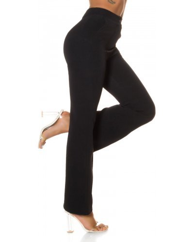 Pantaloni dama eleganti evazati office negri Catlin - jojofashion.ro