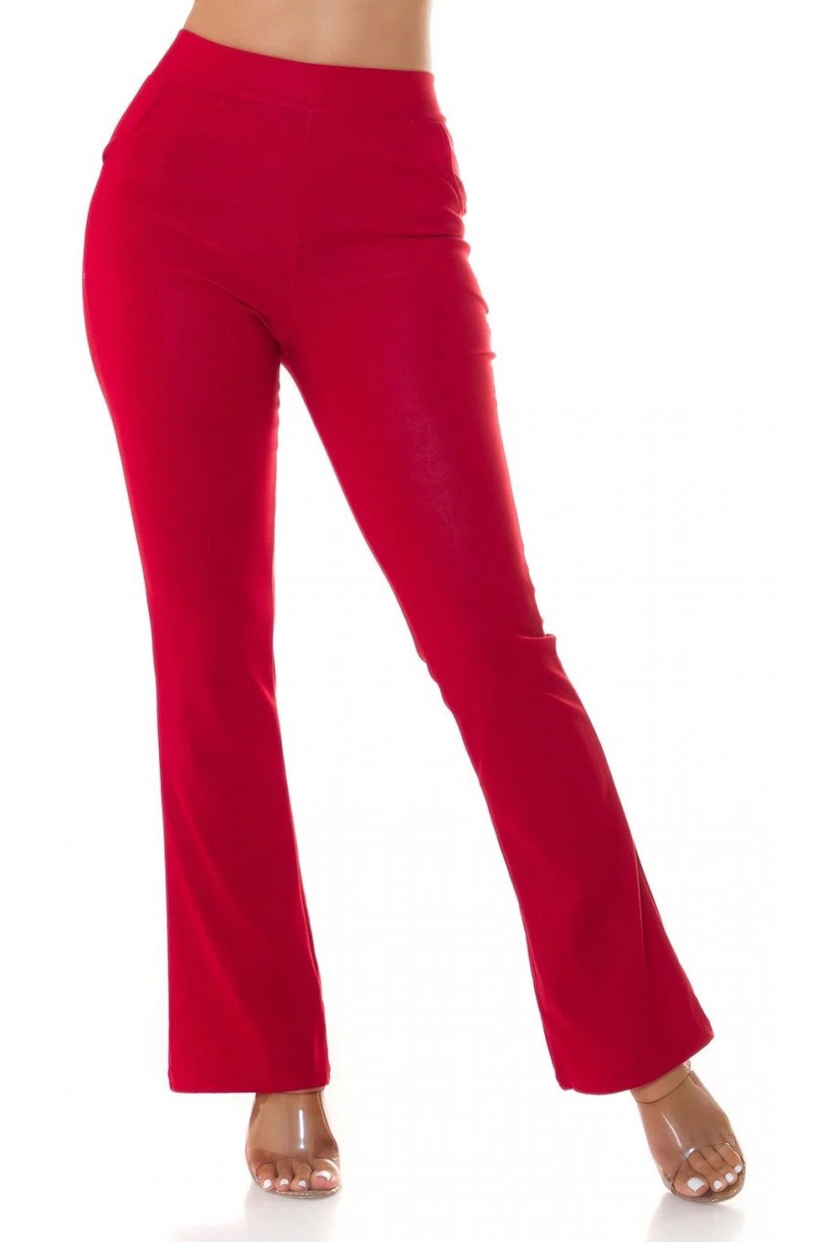 Pantaloni dama eleganti evazati rosii Felipa Pantaloni dama eleganti evazati rosii Felipa 1 - jojofashion.ro