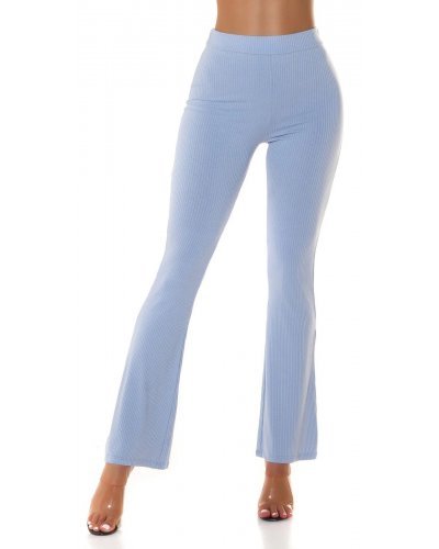 Pantaloni dama, Pantaloni dama eleganti evazati baby blue vascoza Fernanda - jojofashion.ro