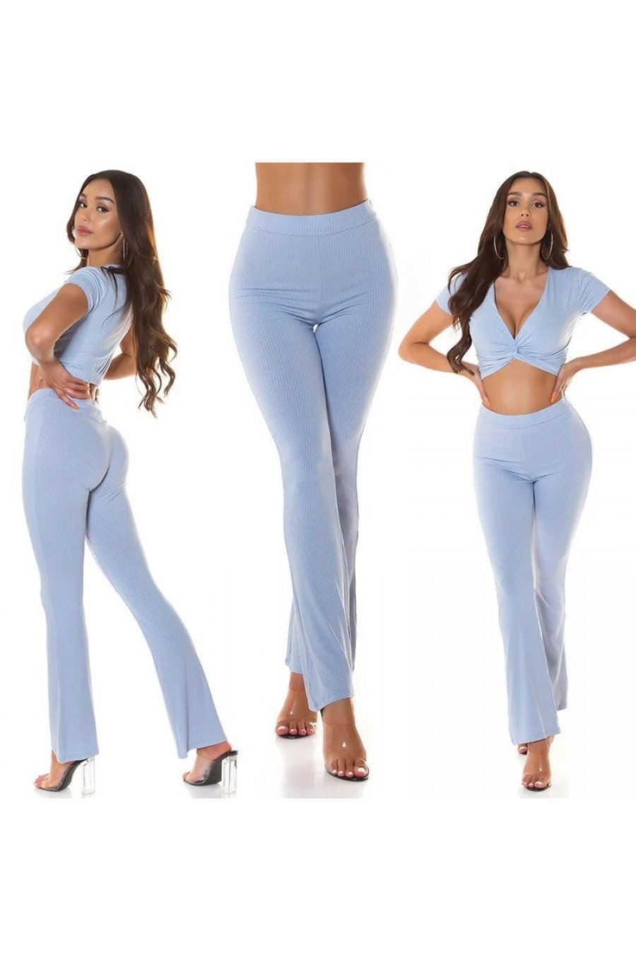 Pantaloni dama eleganti evazati baby blue vascoza Fernanda 6 - jojofashion.ro