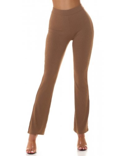 Pantaloni dama, Pantaloni dama eleganti evazati cappuccino vascoza Fernanda - jojofashion.ro