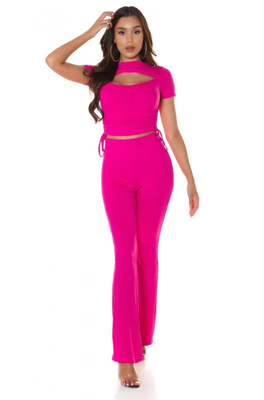 Pantaloni dama eleganti evazati roz vascoza Fernanda Pantaloni dama eleganti evazati roz vascoza Fernanda 3 - jojofashion.ro