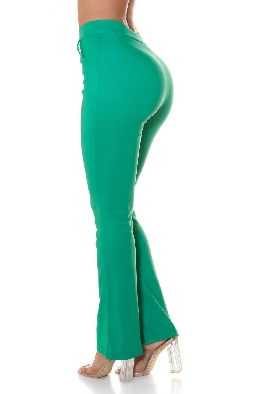 Pantaloni dama eleganti evazati verzi Felipa Pantaloni dama eleganti evazati verzi Felipa 3 - jojofashion.ro