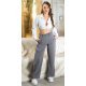 Pantaloni dama eleganti, gri, cu talia inalta, petrecuti, Asser Pantaloni dama eleganti, gri, cu talia inalta, petrecuti, Asser 4 - jojofashion.ro