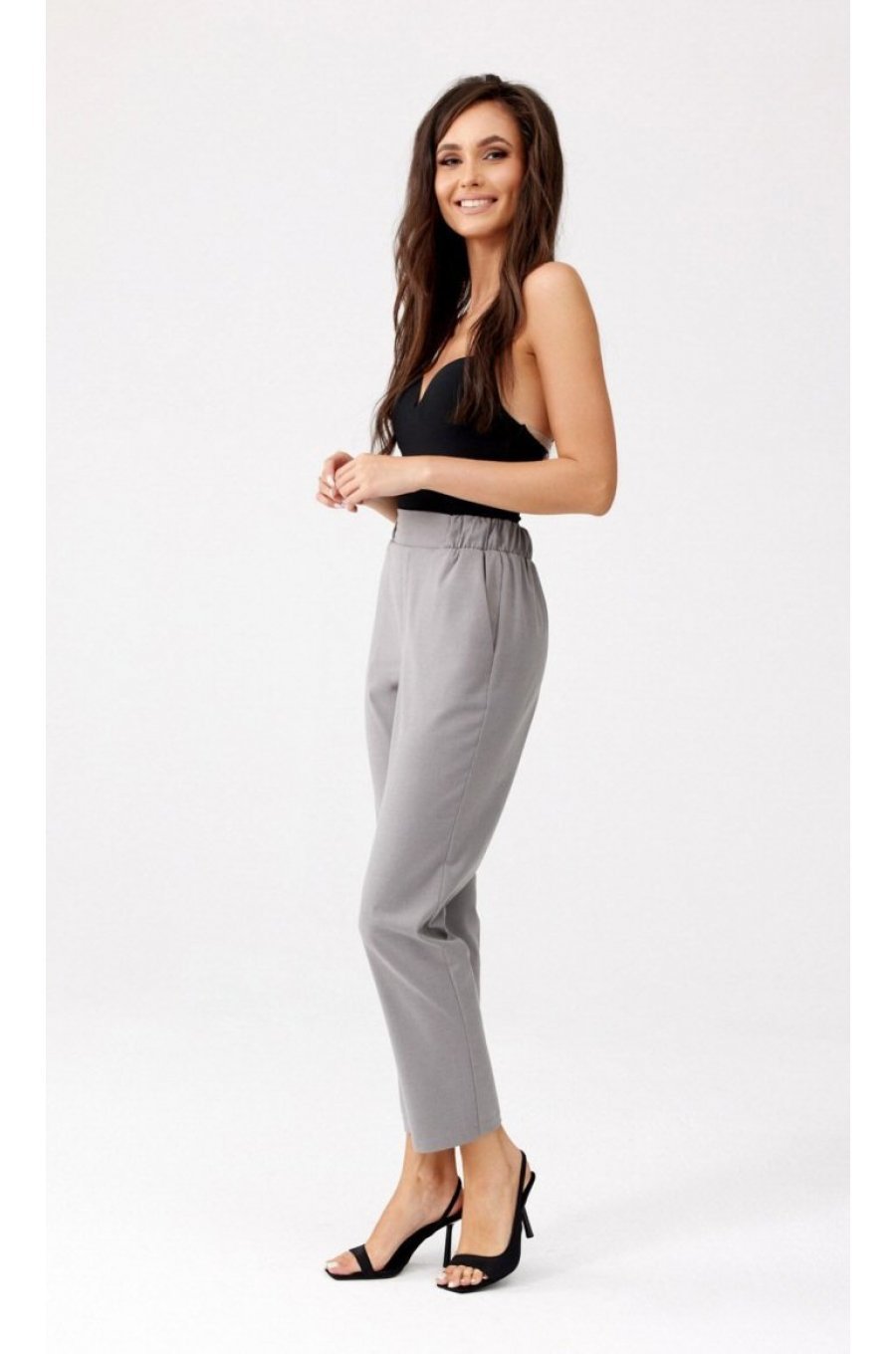 Pantaloni dama eleganti, gri, cu talie inalta, Ericka Pantaloni dama eleganti, gri, cu talie inalta, Ericka 4 - jojofashion.ro