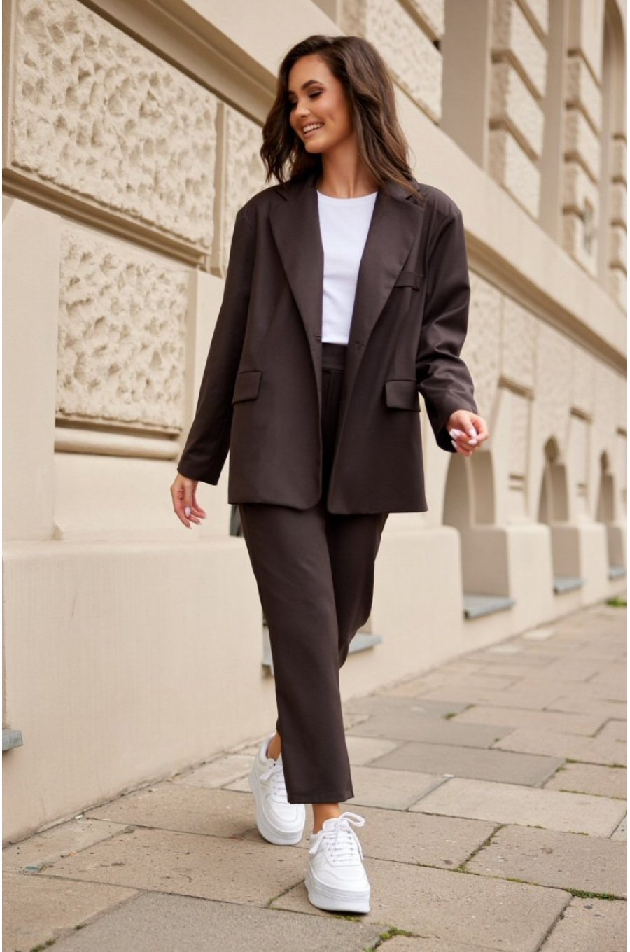 Pantaloni dama eleganti, maro, cu talie inalta, Ericka Pantaloni dama eleganti, maro, cu talie inalta, Ericka 4 - jojofashion.ro