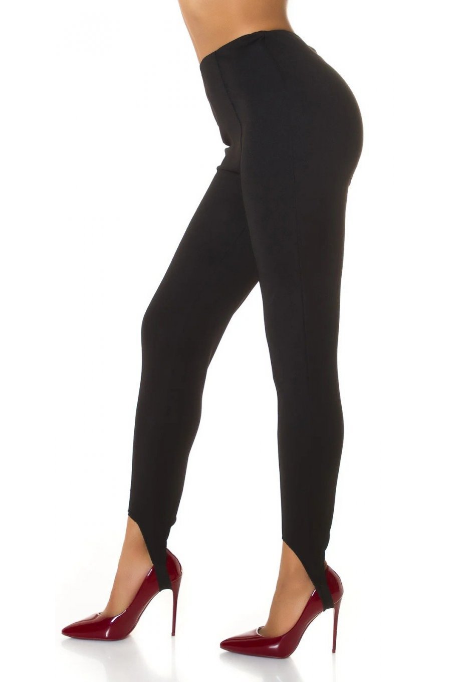 Pantaloni dama eleganti negri cu banda elastica sub talpa Paisley 1 - jojofashion.ro