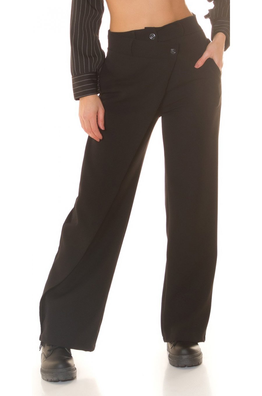 Pantaloni dama eleganti, negri, cu talia inalta, petrecuti, Asser Pantaloni dama eleganti, negri, cu talia inalta, petrecuti, Asser 1 - jojofashion.ro