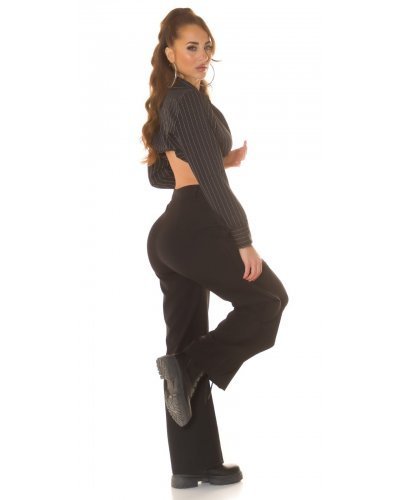 Pantaloni dama, Pantaloni dama eleganti, negri, cu talia inalta, petrecuti, Asser - jojofashion.ro