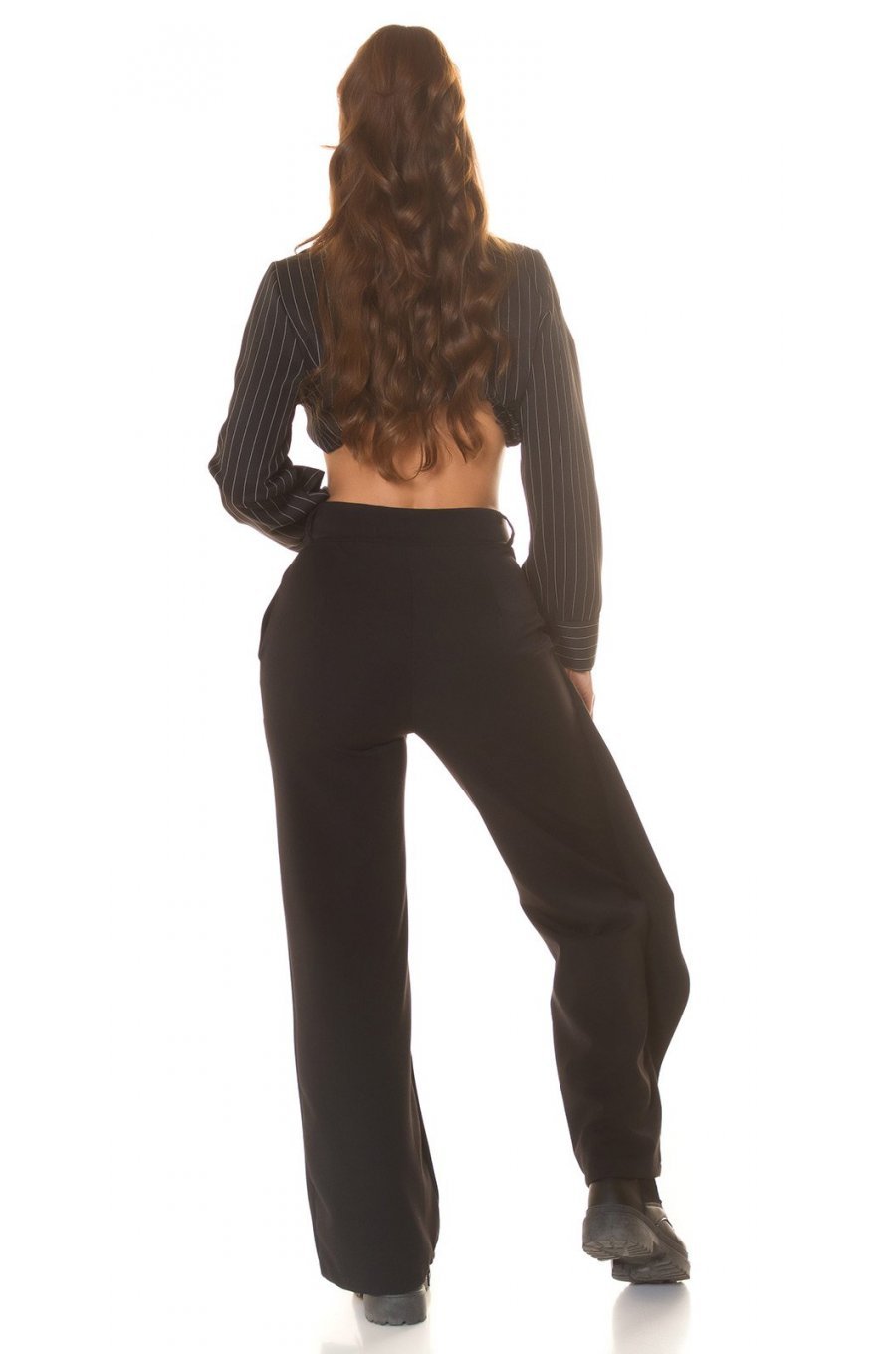 Pantaloni dama eleganti, negri, cu talia inalta, petrecuti, Asser Pantaloni dama eleganti, negri, cu talia inalta, petrecuti, Asser 5 - jojofashion.ro