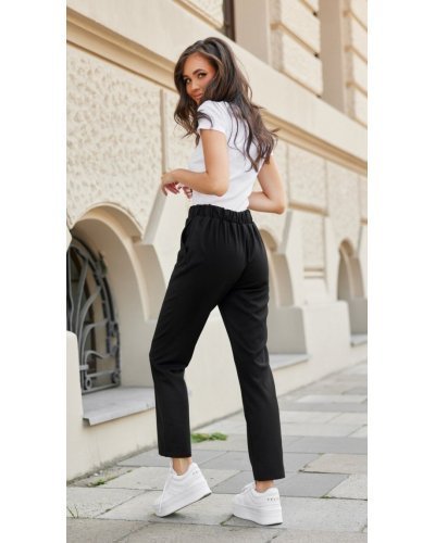 Pantaloni dama, Pantaloni dama eleganti, negri, cu talie inalta, Ericka - jojofashion.ro