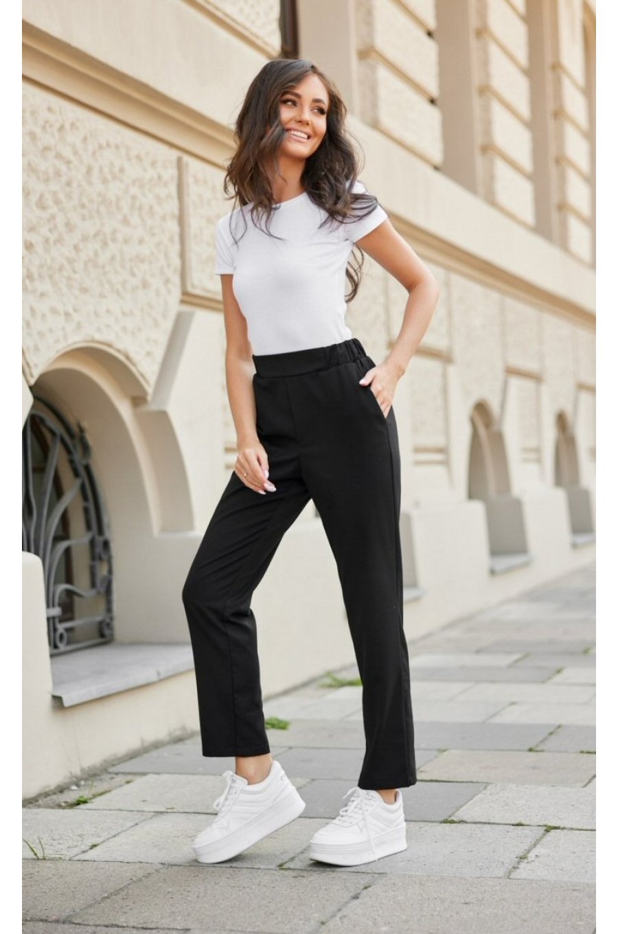Pantaloni dama eleganti, negri, cu talie inalta, Ericka Pantaloni dama eleganti, negri, cu talie inalta, Ericka 3 - jojofashion.ro