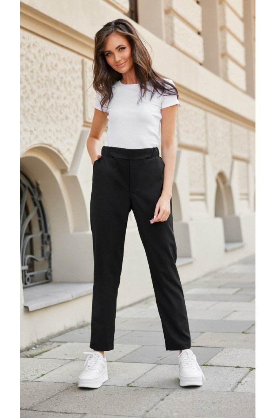 Pantaloni dama eleganti, negri, cu talie inalta, Ericka 4 - jojofashion.ro