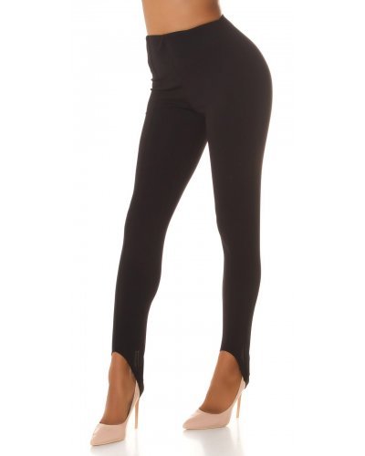 Pantaloni dama eleganti, negri, talie inalta, cu banda elastica sub talpa, Wendy - jojofashion.ro