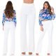 Pantaloni dama eleganti office albi cu talia inalta Clara 6 - jojofashion.ro