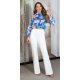 Pantaloni dama eleganti office albi cu talia inalta Clara 4 - jojofashion.ro