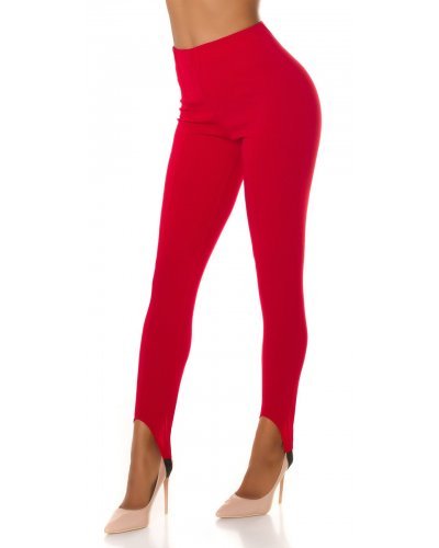 Pantaloni dama eleganti, rosii, talie inalta, cu banda elastica sub talpa, Wendy - jojofashion.ro