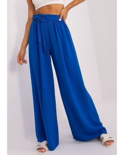Pantaloni dama, Pantaloni dama evazati, albastri, vaporosi, largi, Teagan - jojofashion.ro