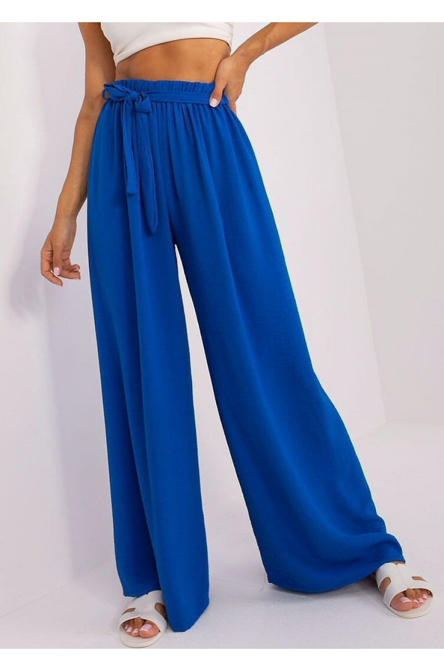 Pantaloni dama evazati, albastri, vaporosi, largi, Teagan Pantaloni dama evazati, albastri, vaporosi, largi, Teagan 1 - jojofashion.ro