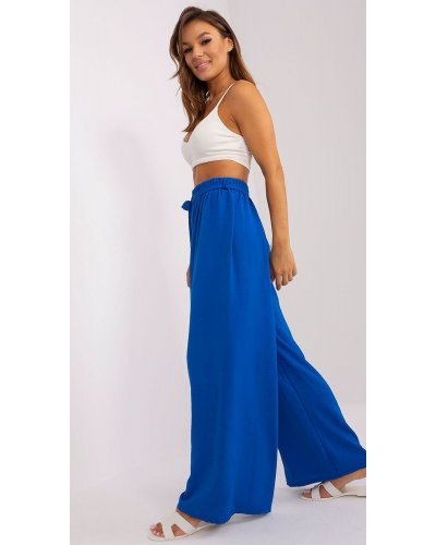 Pantaloni dama, Pantaloni dama evazati, albastri, vaporosi, largi, Teagan - jojofashion.ro