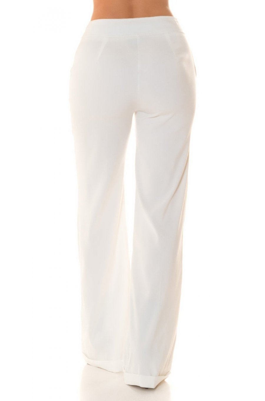 Pantaloni dama evazati, albi, cu talia inalta, Deussa Pantaloni dama evazati, albi, cu talia inalta, Deussa 2 - jojofashion.ro
