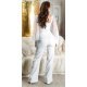 Pantaloni dama evazati, albi, cu talia inalta, Deussa Pantaloni dama evazati, albi, cu talia inalta, Deussa 5 - jojofashion.ro