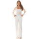Pantaloni dama evazati, albi, cu talia inalta, Deussa Pantaloni dama evazati, albi, cu talia inalta, Deussa 6 - jojofashion.ro