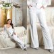 Pantaloni dama evazati, albi, cu talia inalta, Deussa Pantaloni dama evazati, albi, cu talia inalta, Deussa 9 - jojofashion.ro