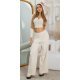 Pantaloni dama evazati, bej, din vascoza, cu talia inalta, Jalyn Pantaloni dama evazati, bej, din vascoza, cu talia inalta, Jalyn 4 - jojofashion.ro