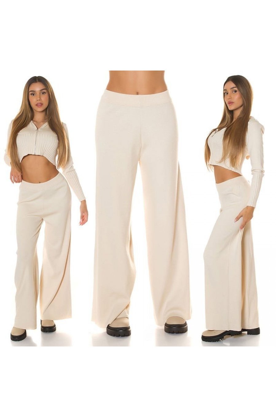 Pantaloni dama evazati, bej, din vascoza, cu talia inalta, Jalyn Pantaloni dama evazati, bej, din vascoza, cu talia inalta, Jalyn 6 - jojofashion.ro