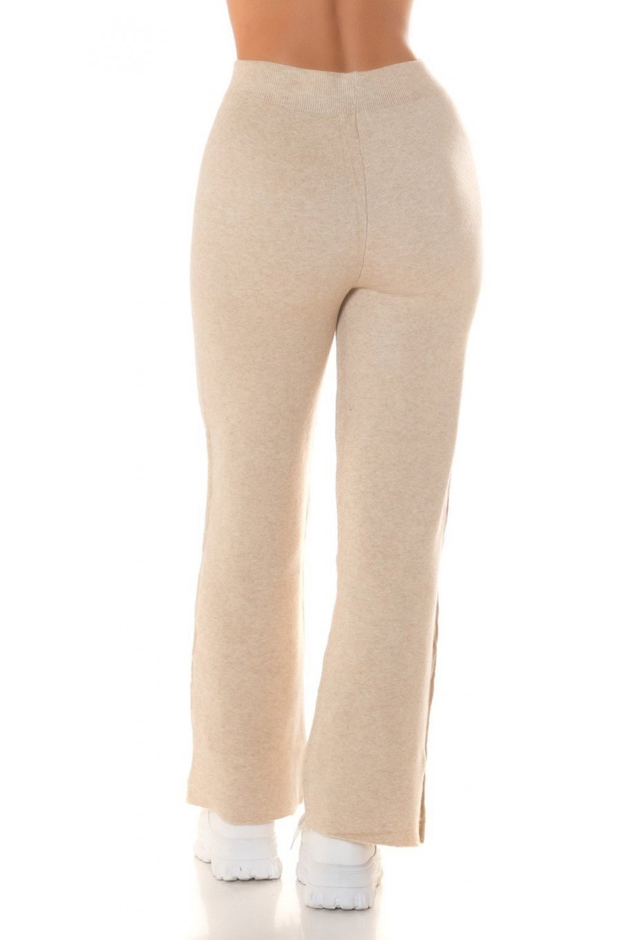 Pantaloni dama evazati, bej, din vascoza, cu talia inalta, Killya Pantaloni dama evazati, bej, din vascoza, cu talia inalta, Killya 2 - jojofashion.ro