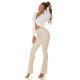 Pantaloni dama evazati bej piele eco vatuiti Damaris Pantaloni dama evazati bej piele eco vatuiti Damaris 4 - jojofashion.ro