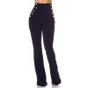 Pantaloni dama evazati bleumarin navy cu nasturi aurii Arya