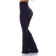 Pantaloni dama evazati bleumarin navy cu nasturi aurii Arya 4 - jojofashion.ro