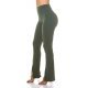 Pantaloni dama evazati kaki bootcut cu talia inalta Kinna 2 - jojofashion.ro