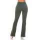 Pantaloni dama evazati kaki bootcut cu talia inalta Kinna 3 - jojofashion.ro