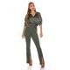 Pantaloni dama evazati kaki bootcut cu talia inalta Kinna 4 - jojofashion.ro