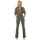 Pantaloni dama evazati kaki bootcut cu talia inalta Kinna 7 - jojofashion.ro