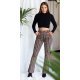 Pantaloni dama evazati, cappuccino cu print negru, Selinn Pantaloni dama evazati, cappuccino cu print negru, Selinn 4 - jojofashion.ro