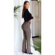 Pantaloni dama evazati, cappuccino cu print negru, Selinn Pantaloni dama evazati, cappuccino cu print negru, Selinn 5 - jojofashion.ro