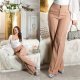 Pantaloni dama evazati, cappuccino, cu talia inalta, Deussa Pantaloni dama evazati, cappuccino, cu talia inalta, Deussa 8 - jojofashion.ro