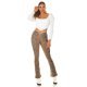 Pantaloni dama evazati, cappuccino, piele eco, animal print snake, Zenka 6 - jojofashion.ro